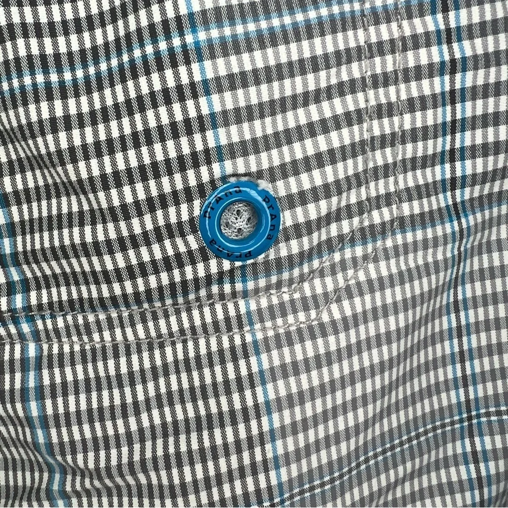 Prana El Porto Blue Gray White Plaid Swim Shorts Trunks Mens Sz 36 x 9